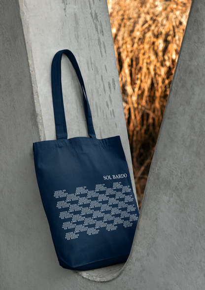 Sol Bardo- solbardo navy blue zipper tote bag