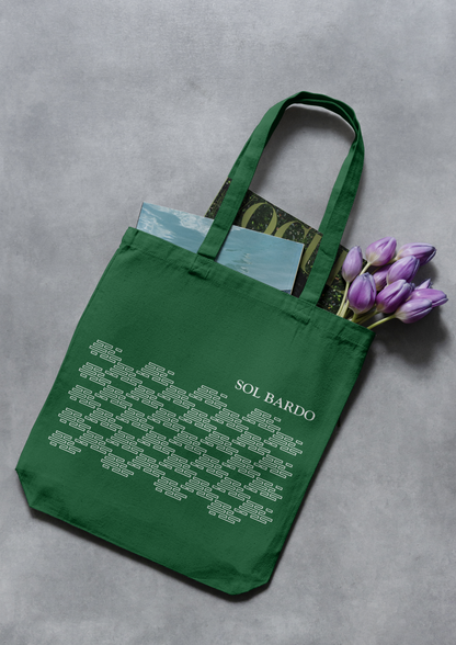 Sol Bardo- solbardo bottle green zipper tote bag